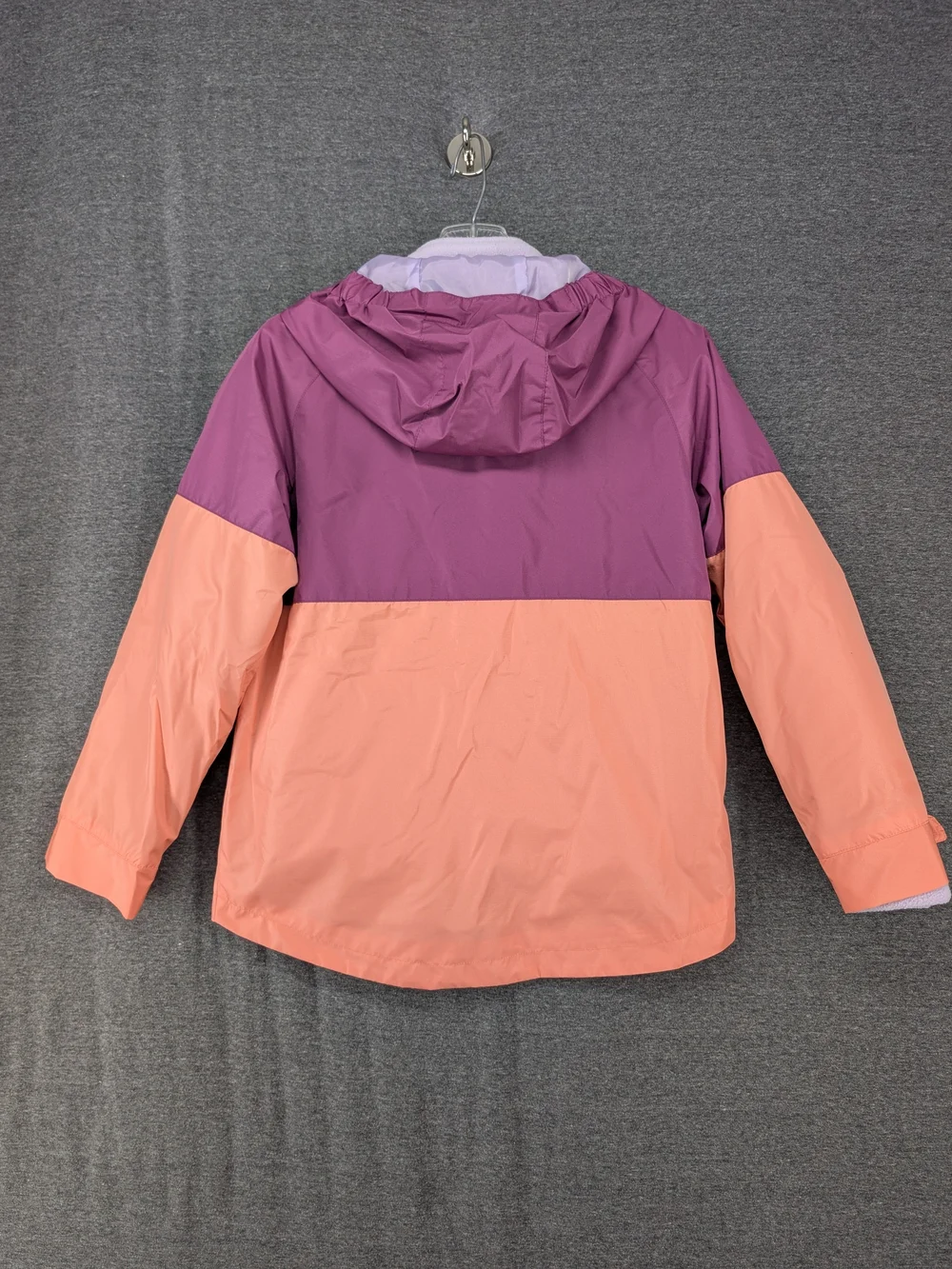 Eddie Bauer Colorblock Raincoat in Purple & Peach